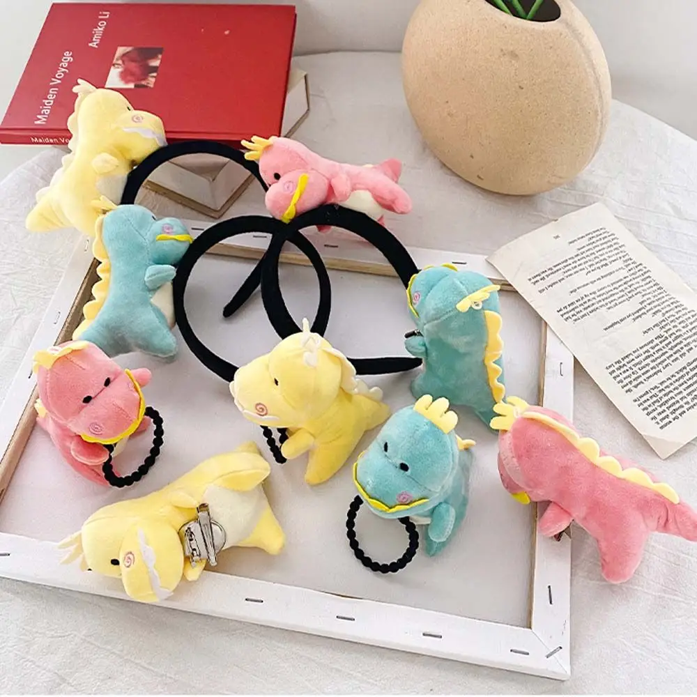 

Cute Pink Yellow Blue Hair Bands Plush Doll Korean Style Dinosaur Dinosaur Hairpin Dinosaur Hairband Hair Rope Dinosaur Brooch