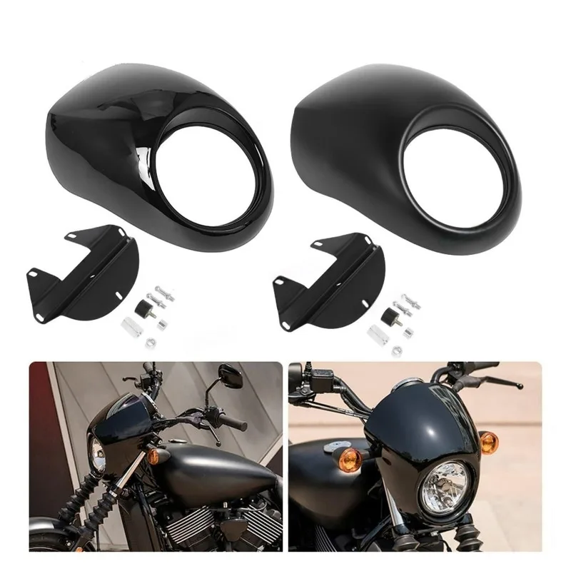 ل هارلي دينا ستريت بوب سبورتستر XL 883 1200 1986-Up أجزاء دراجة نارية 5 3/4 "المصباح هدية الرجعية الجبهة ضوء قناع القلنسوة