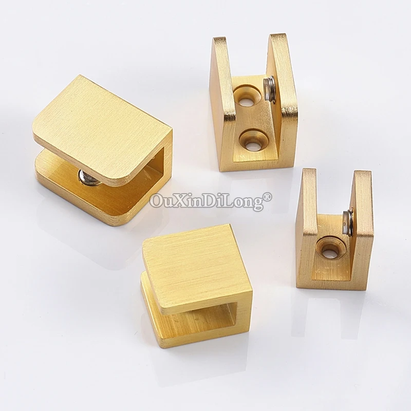 Brand New 6PCS Solid Brass Thicken Glass Clamps Clips Acrylic Board Glass Fixed Holder Brackets for 5~12mm Glass Brushed Gold