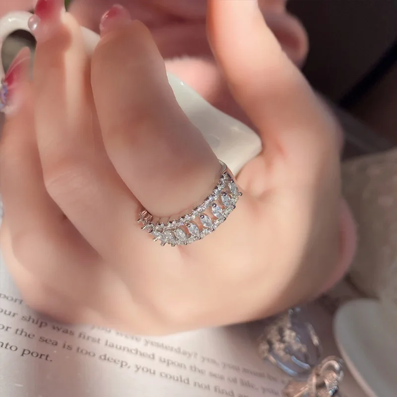 MDL مويسانيتي نمط الدانتيل حافة عالية الكربون خاتم الماس سمك 18K الذهب الأبيض موضة المتخصصة سوبر الجنية مائة البنصر #2