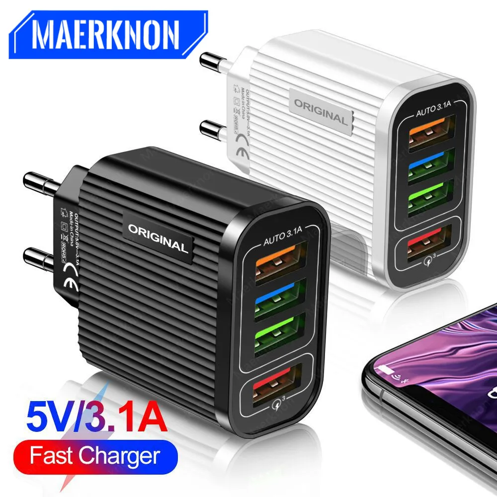 

Зарядное устройство с 4 USB-портами и поддержкой быстрой зарядки