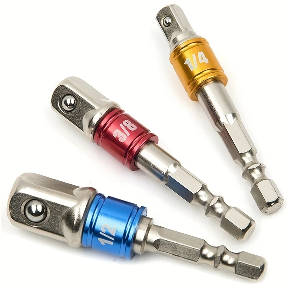3 Square Nut Driver Bits Impact Socket, Extended Drill Bit Adapter, Electric and Manual Tool Socket Adapter