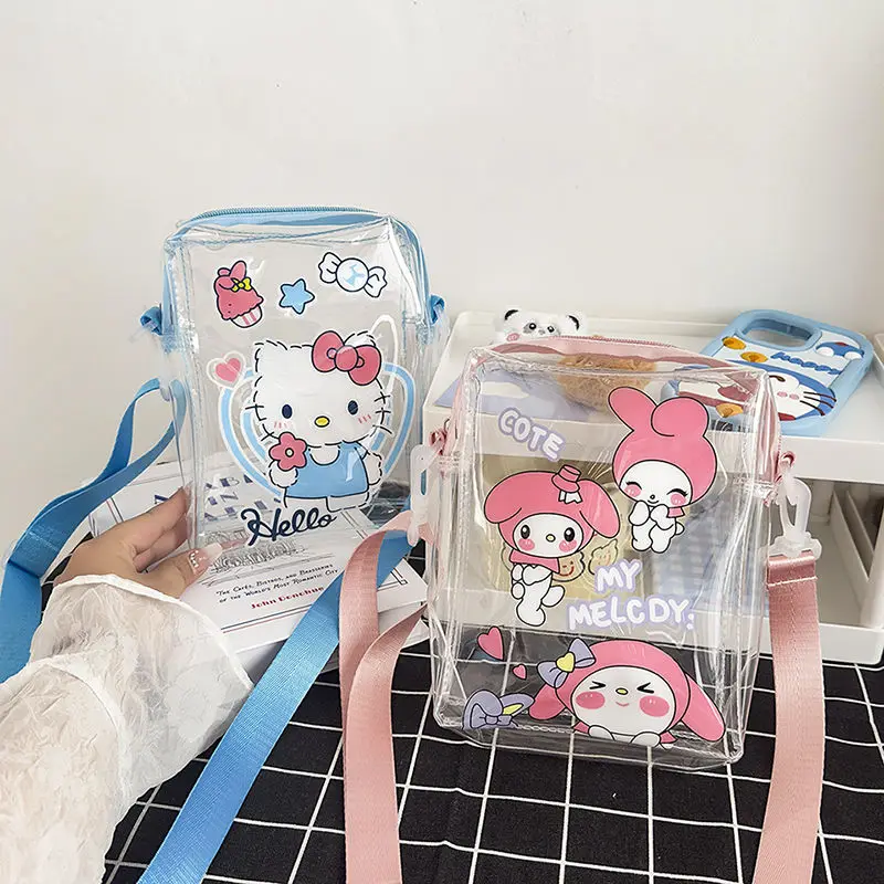 

Summer Hello Kitty Cinnamoroll Anime Kawaii Sanrio Jelly Storage Bag Cute Kuromi Cartoon Phone Beach Bag Gifts for Girls