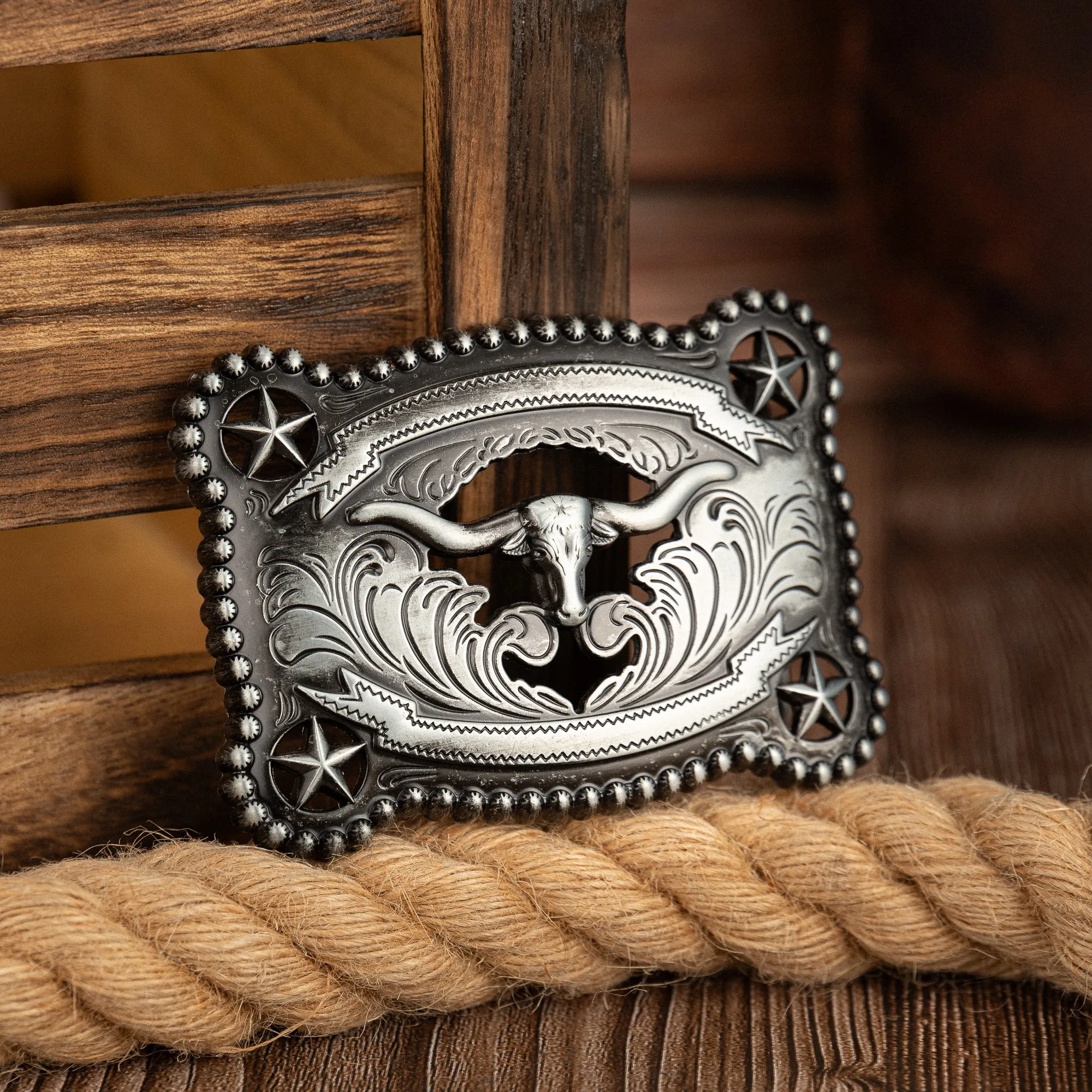 حلقة رباعية الزوايا برأس الثور الخمس نجوم بإبزيم مجوف، مشبك حزام مبتكر للرجال على الموضة الغربية القديمة، علبة على طراز الفايكنج