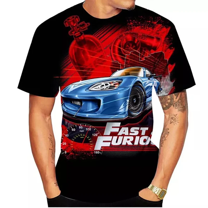 Fashion Fast And Furious 3D Print T-Shirts Men Women O-Neck Short Sleeve T Shirt Oversized Y2K Harajuku Tees Tops Kids Clothing