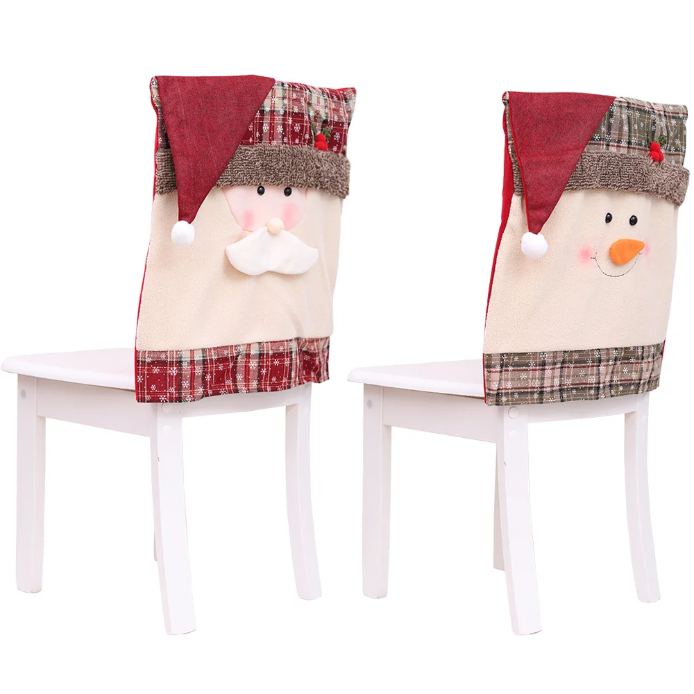 2024 New Year Christmas  Festival Decoration Santa Snowman Kitchen  Dinner Room Chair Covers