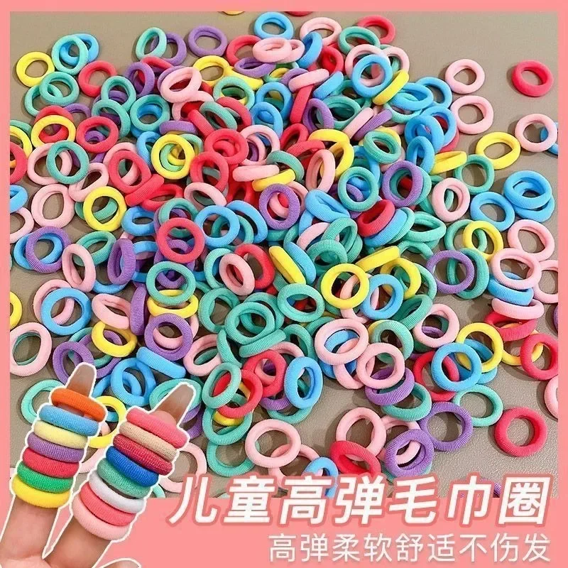 100Pcs Hair Bands for Children Colorful Nylon Scrunchie Hair Ties Rubber Band Kids Elastic Hair Leagues Girl Accessories