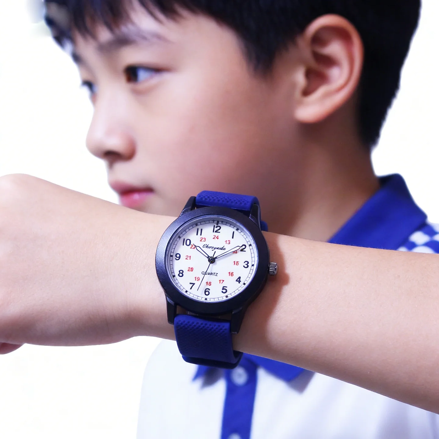 children boys girls kids 24hours soft silicone strap wrist watches young man fashion Analog Watches birthday holiday giftsgifts
