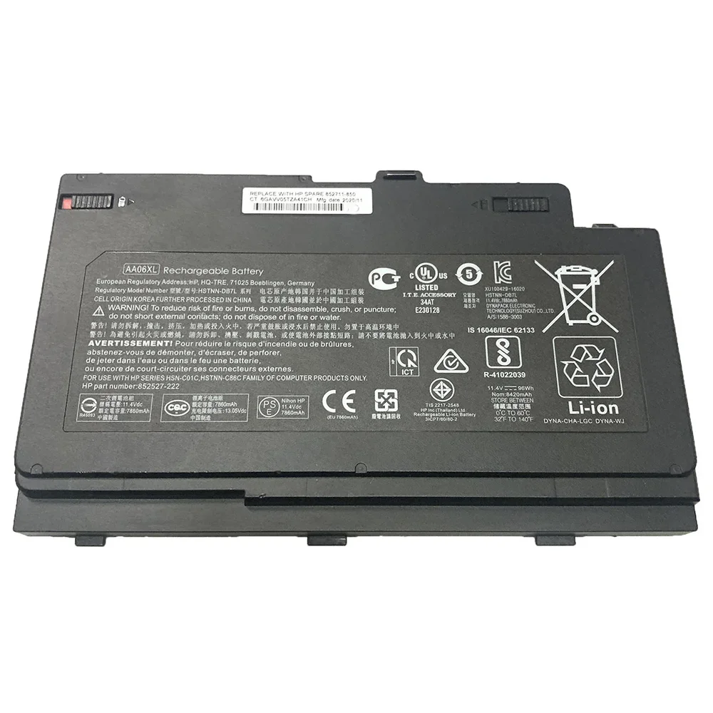 Batería Original para ordenador portátil HP ZBook 17 G4 AA06XL 11,4-7860 852527-241, 852711 V, 850 Mah, nueva