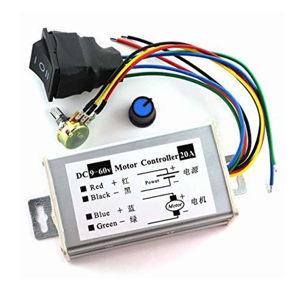 DC 9V 12V 24V 48V 60V 20A Reversible Motor Speed Controller Regulator ไดร์เวอร์ PWM