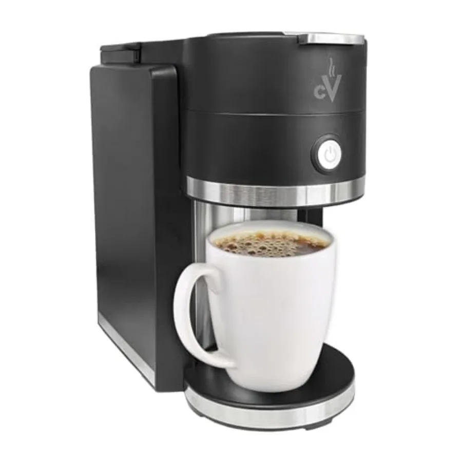 

Cafe Valet Barista Single Serve Coffee Maker Compatible with K-Cup Coffee Pods Compact Design in Stainless Steel Black with Qui