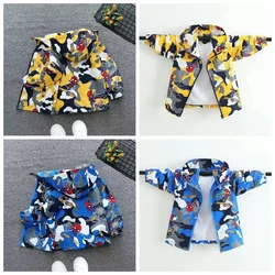 Baby Boys Coat Cartoon Spiderman Print Spring Autumn Kids Outerwear Zipper Clothes Jacket Children Hooded Camouflage Windbreaker