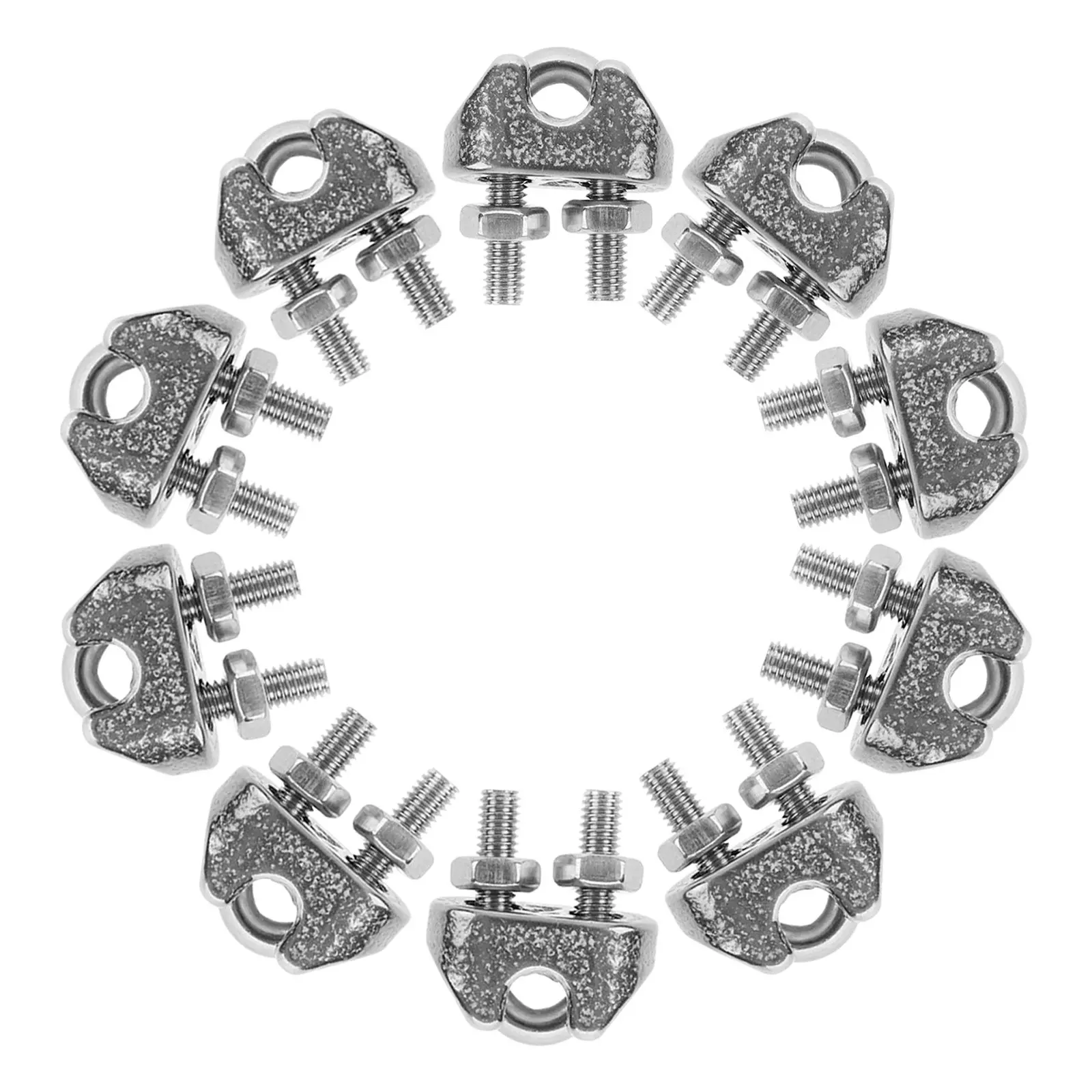 10Pcs Wire Rope Clamps Stainless Steel 304 High -Shaped Cable Clamps for Industrial Rigging Marine Construction and