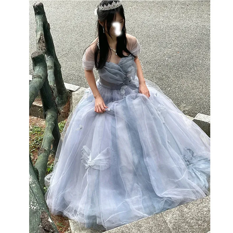 فستان سهرة بلينغ A Line برقبة على شكل قلب فستان حفلات للنساء على شكل حرف a زهور رداء de soirée طول الأرض فيستدوس دي نوش