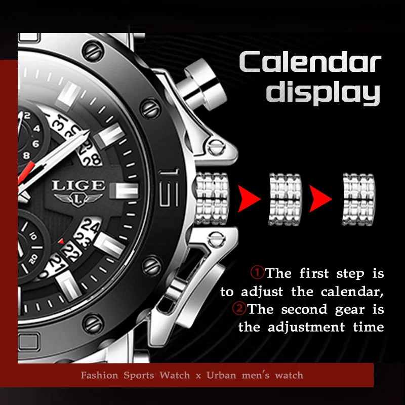 LIGE New Man Watch Fashion Calendar Military Sport Quartz Wristwatches Waterproof Luminous Chronograph Watch Mens Reloj Hombre