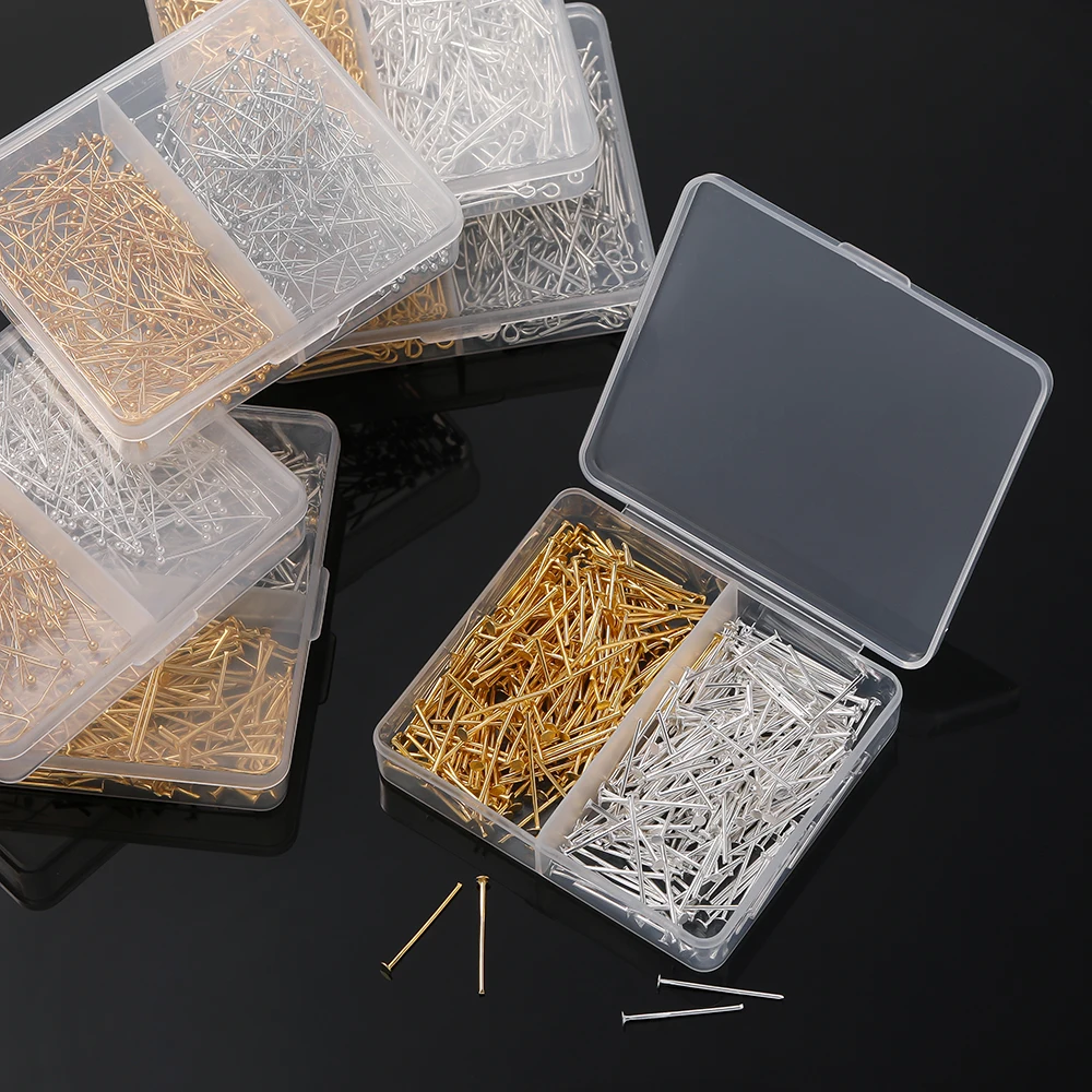 400pcs/Box 20mm Needles Headpins Connector Flat/Eyes/Ball Head Pins for Earrings Necklace Pendant Jewelry Making Accessories