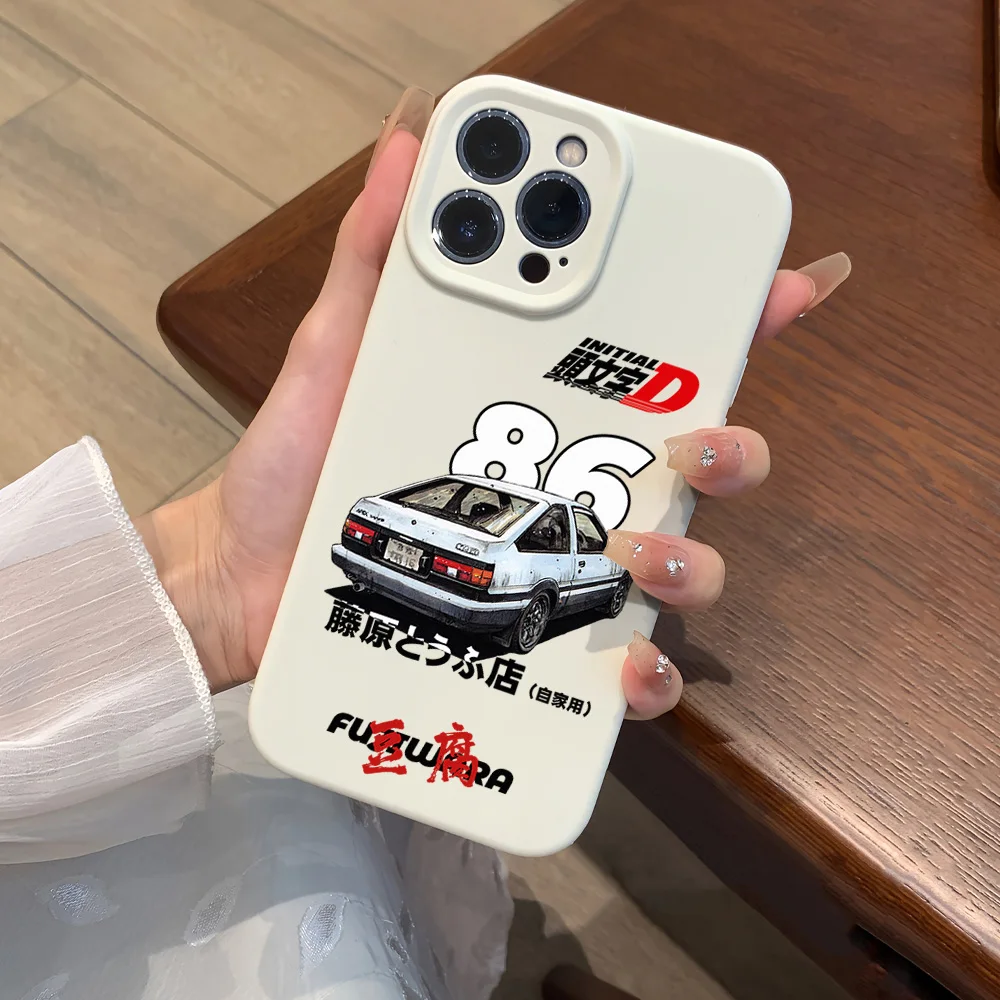 Initial D AE86 For Xiaomi 15 Redmi K PRO For Samsung S24 ULTRA PLUS Liquid Silicone Velvet All-Inclusive Soft Phone Case