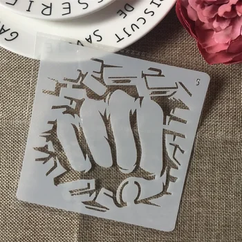 주먹 DIY 레이어링 스텐실 벽 페인팅 스크랩북 컬러링 엠보싱 앨범 장식 카드 템플릿, 13cm, 1 개