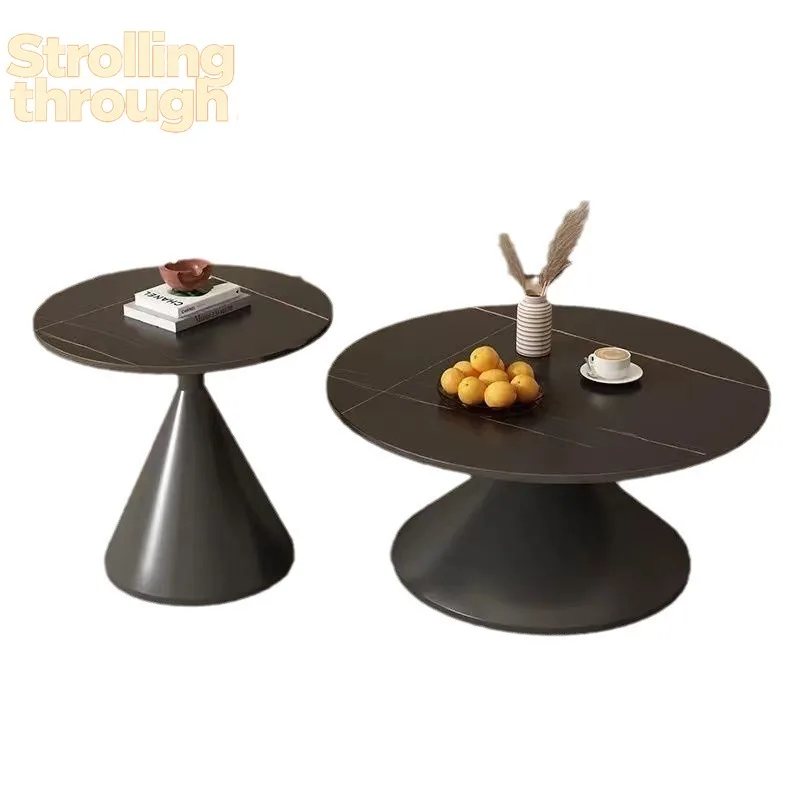 

Internet celebrity round living room coffee table household small apartment B & B hotel model room rock slab coffee