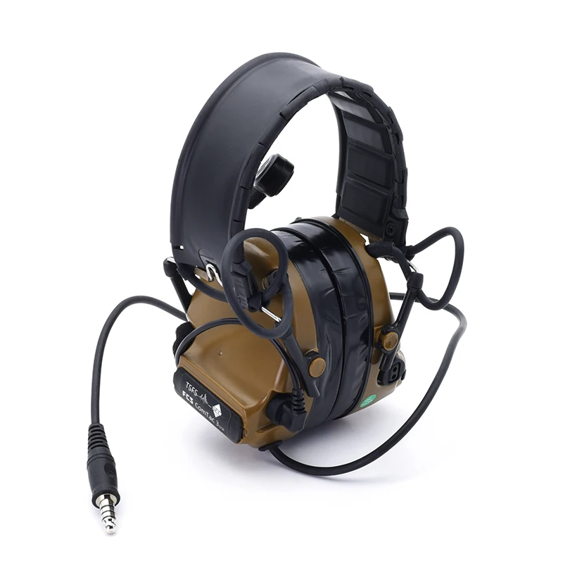 New FCS-TACTICAL ComtacIII Headset Noise Reduction Tactical Headphone Earmuffs Shooting Protector for Walkie-Talkie PTT Radio