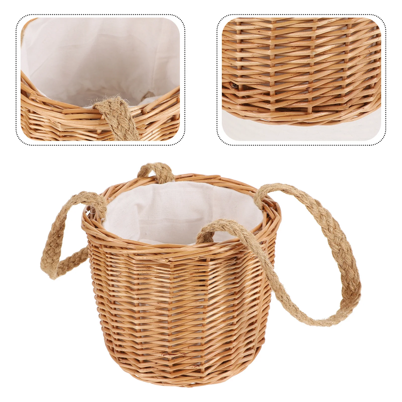 

1Pcs Wooden Basket Hand-Woven Storage Container Large Capacity Fruit Gift Picnic Tote Eco-Friendly Natural Material