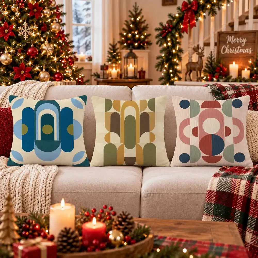 Mid‑Century Modern Cushion Cover Cushion Cover Soft Plush Cushion Covers Fluffy Throw Pillow Cases for Sofa Bedroom  Decor