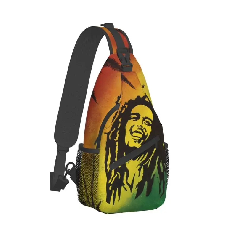 Mochila masculina crossbody sling, bolsa de ombro personalizada para ciclismo, mochila de acampamento, Kingston Reggae Rock Bob Marley