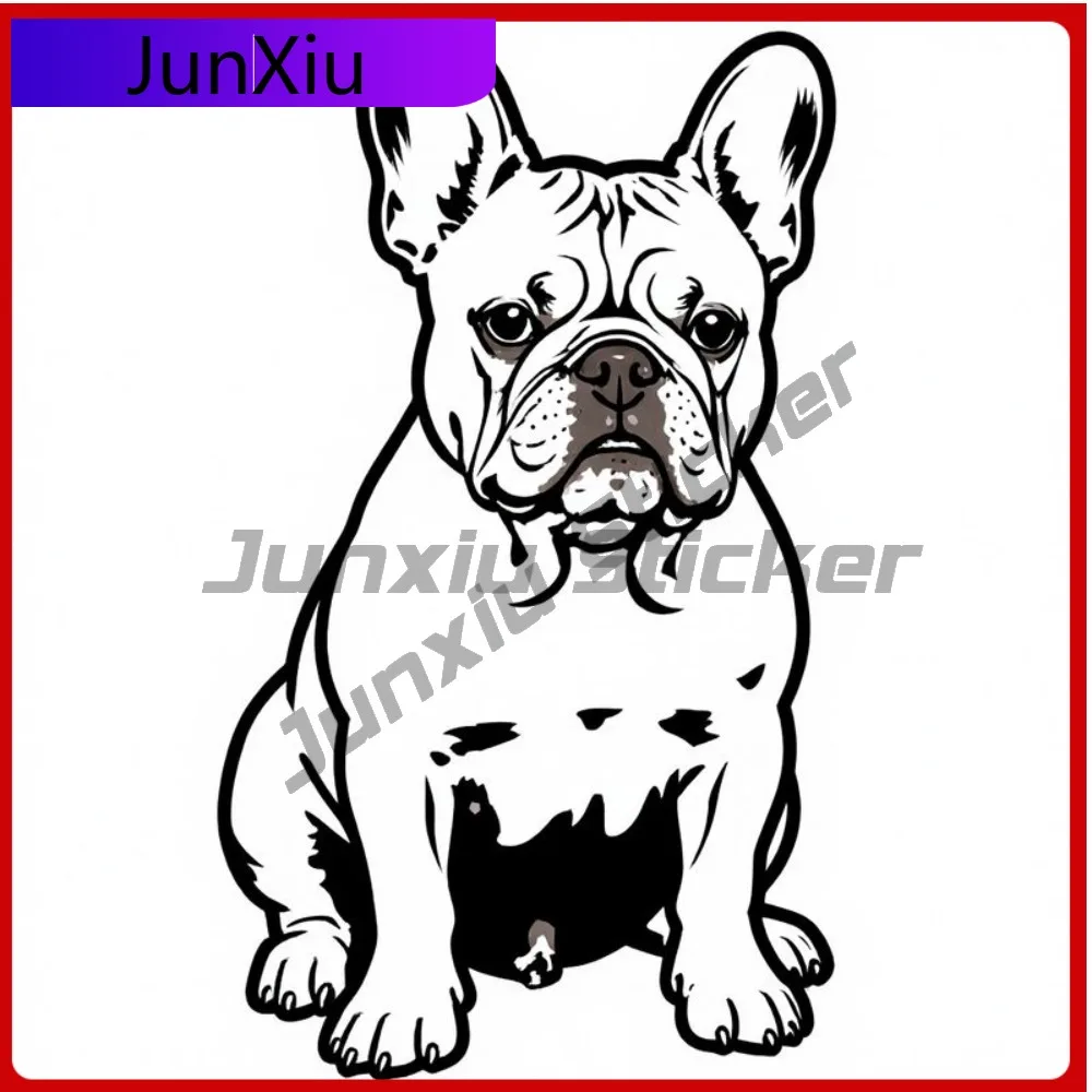 

2D Flat A Stylish Black And White Vinyl Sticker of French Bulldog Designed for Other Smooth Surfaces Like La Cute Car L