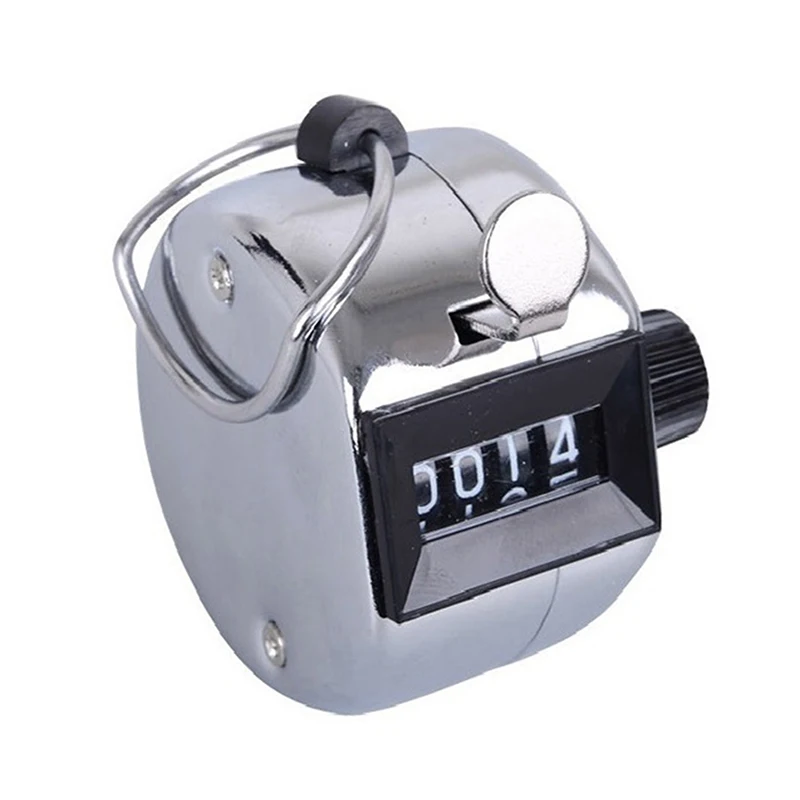 4 Digit Number Stainless Metal Mini Counter Digital Chrome Hand Tally Clicker Golf 0000 to 9999