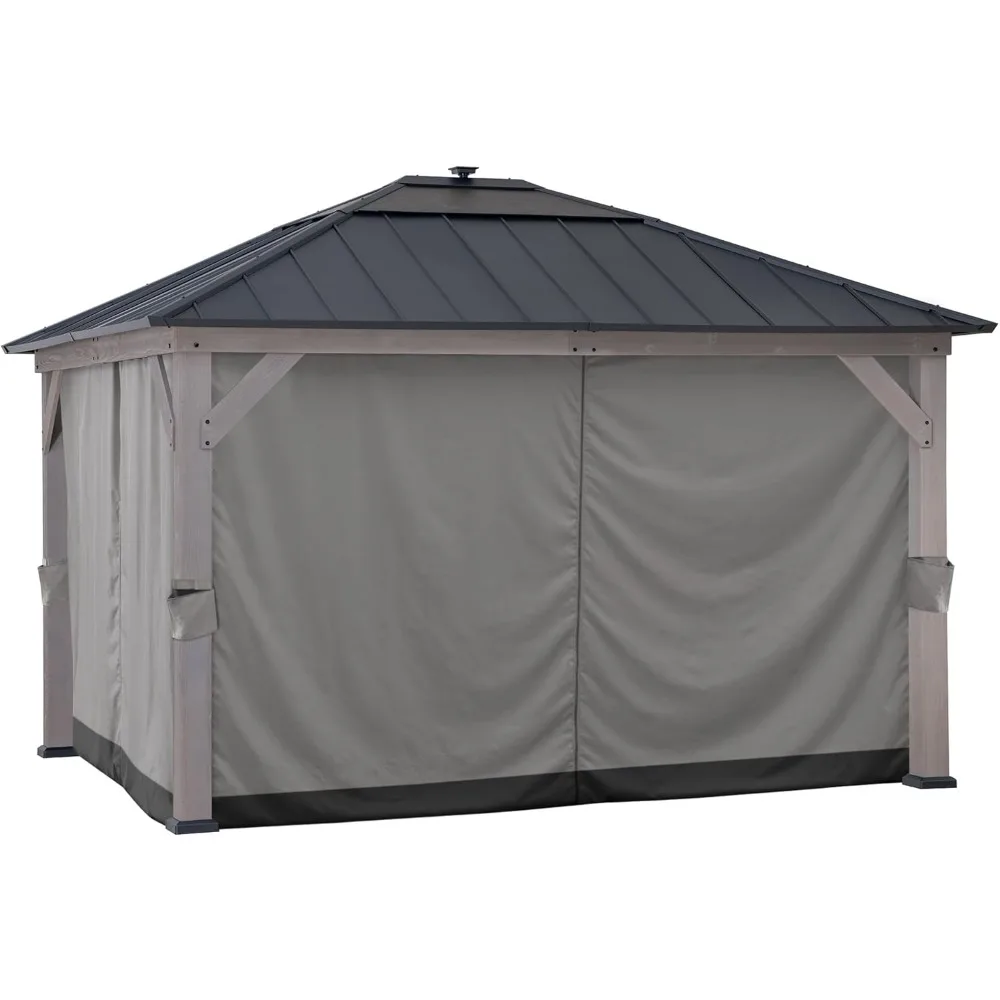 

Four-Side Privacy Side Wall Curtain Set for 11 x 13 ft Gazebo, UV-Resistant Waterproof Polyester Curtain Panels for Patio, Gard