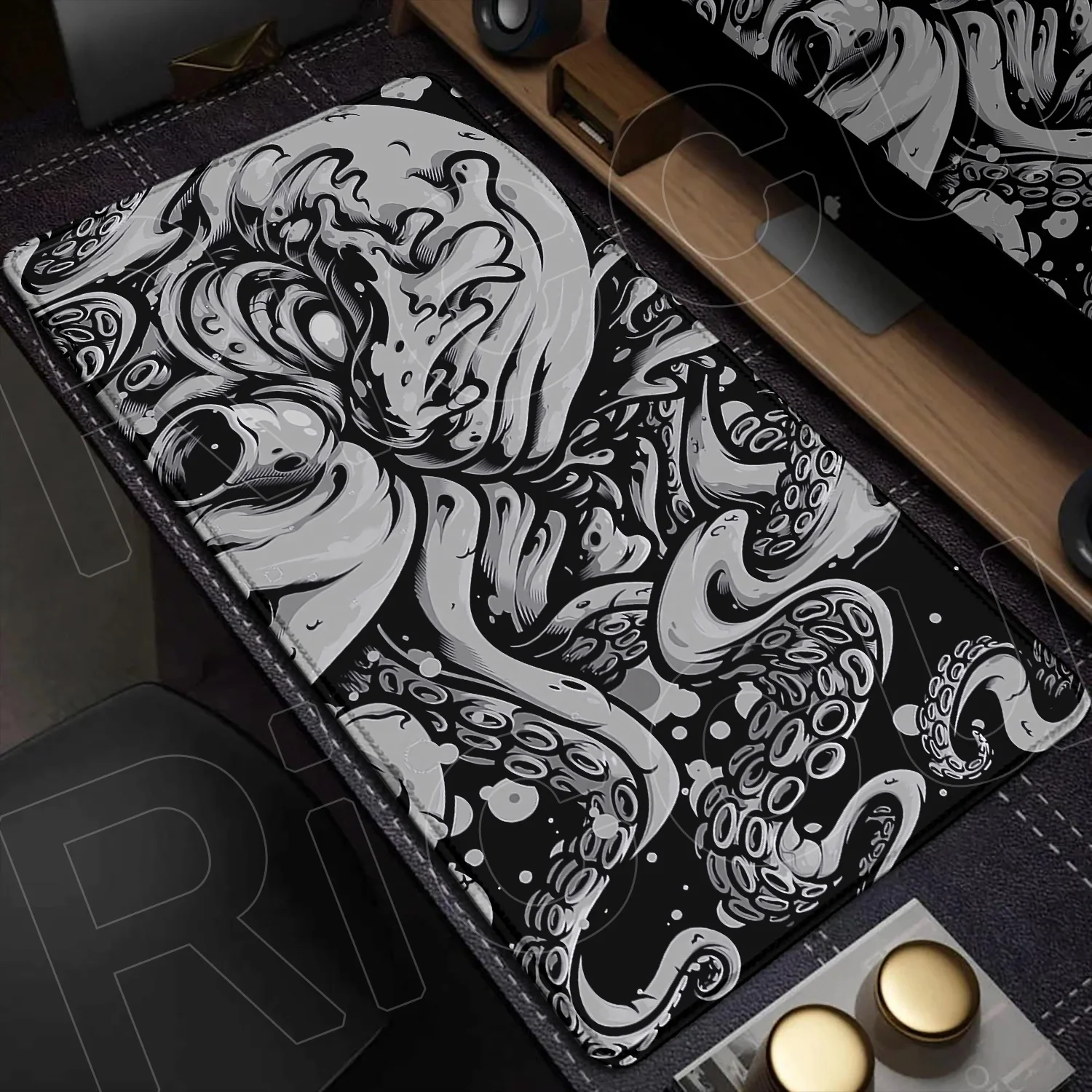 

Grey Octopus Monster Large Lock Edge Keyboard 120x60cm Desk Mat XXXL Laptop Gamer Mousepad Antislip Rubber Pad for CSGO LOL DOTA