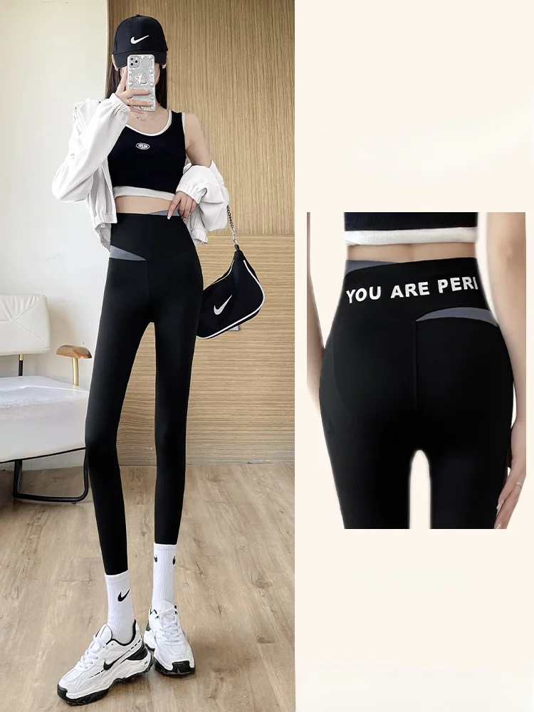 

High Waist Yoga Pants Women's Fce Lined Fitn Sports Trousers Butt Lifting Bla ark Riding Pants Autumn Winter