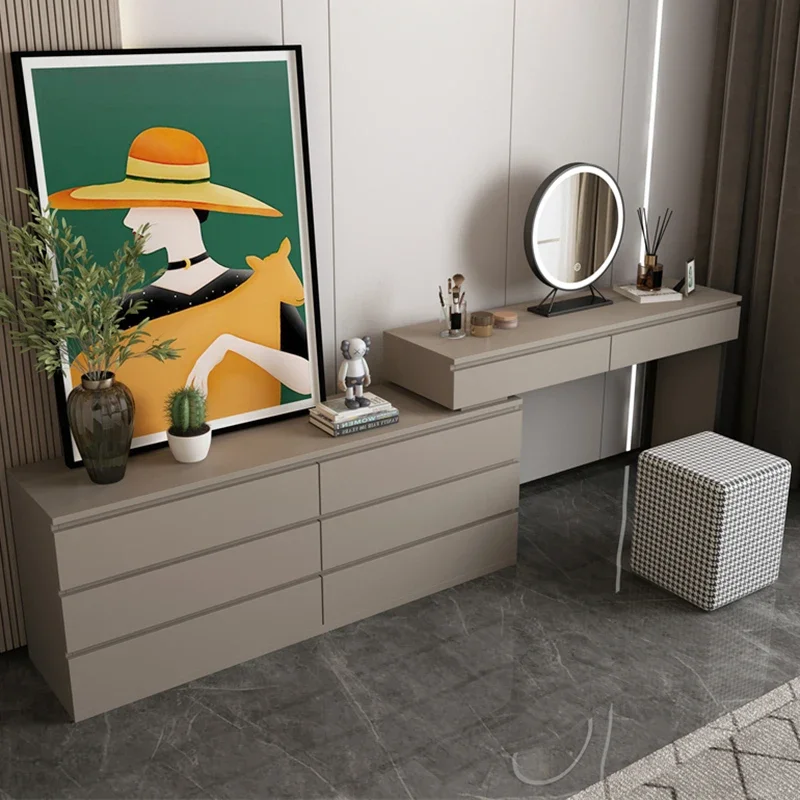 Modern Minimalist Dressing Table Bedroom Luxury Storage Mirror Dressing Table Drawer Girls Penteadeira Para Quarto Furniture