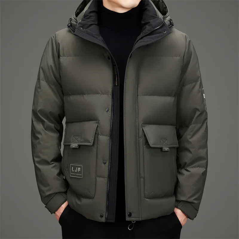 

Hooded Removable Men's Winter Down Jacket 2024 Puffer Jacket Male Padding Casual Man Sack Long Sleeve Cold Clothing Coat