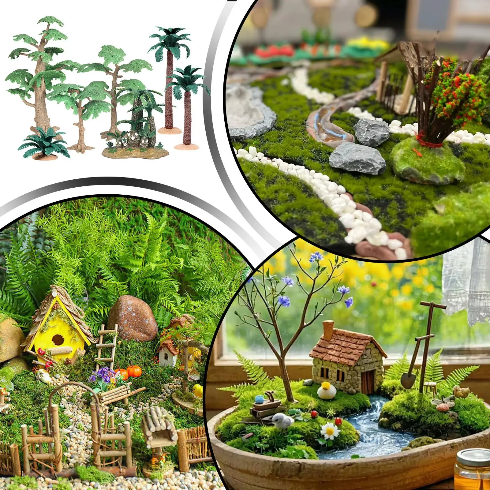 Miniature Tree Models 7 Pieces Scenery Landscape Craft Plant Figurines Fake Model Tree For Women Men Kids Children Adults