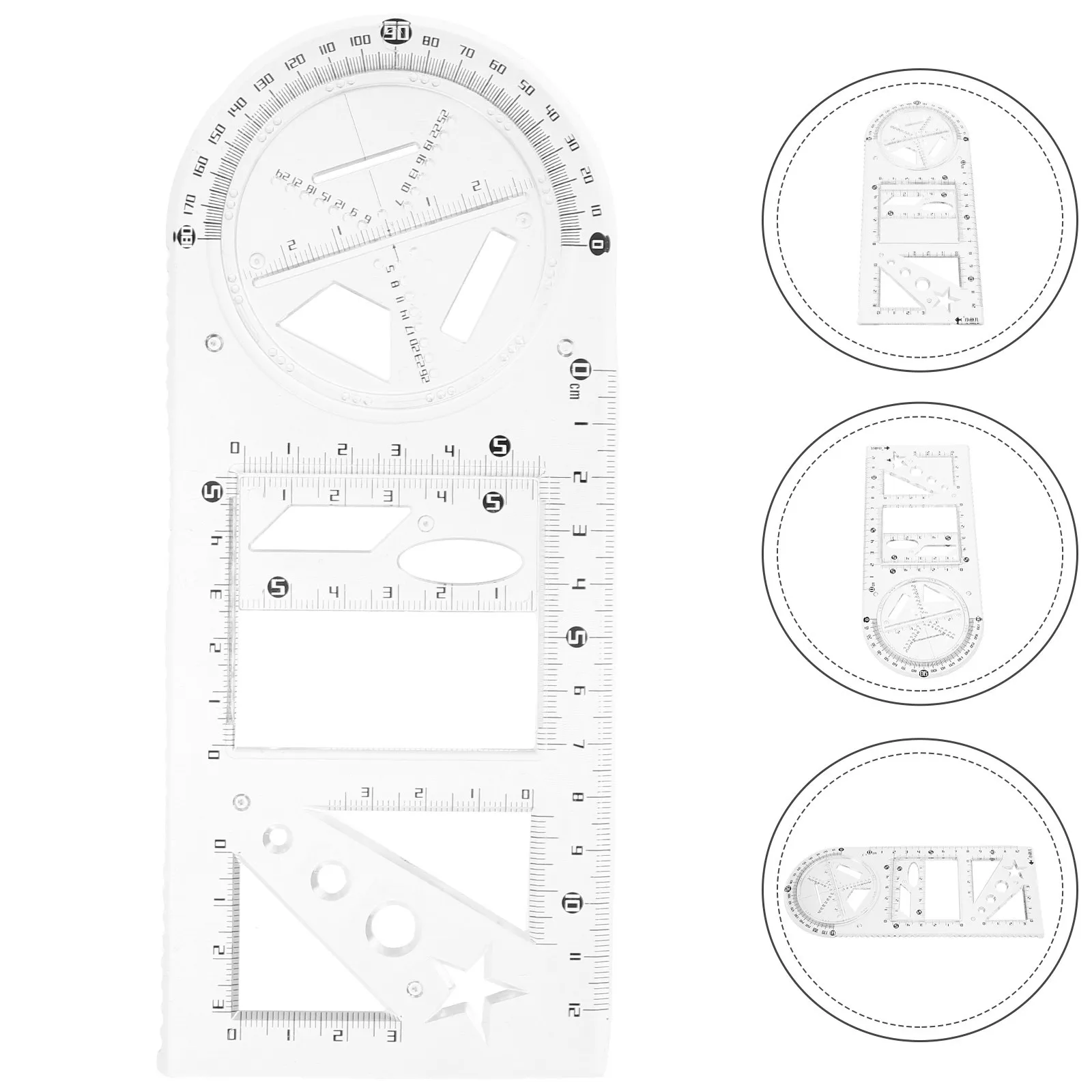 Multi-Functional Geometric Drawing Stencil Ruler Set for Architecture, Engineering & Art Design