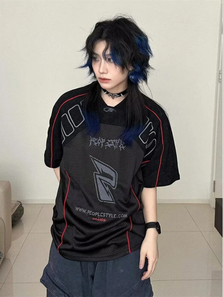 Street Racing Short Sleeve T-Shirt American Style Sport Motorcycle Riding Mesh Breathable Quick Dry Youth Fashion Summer Top