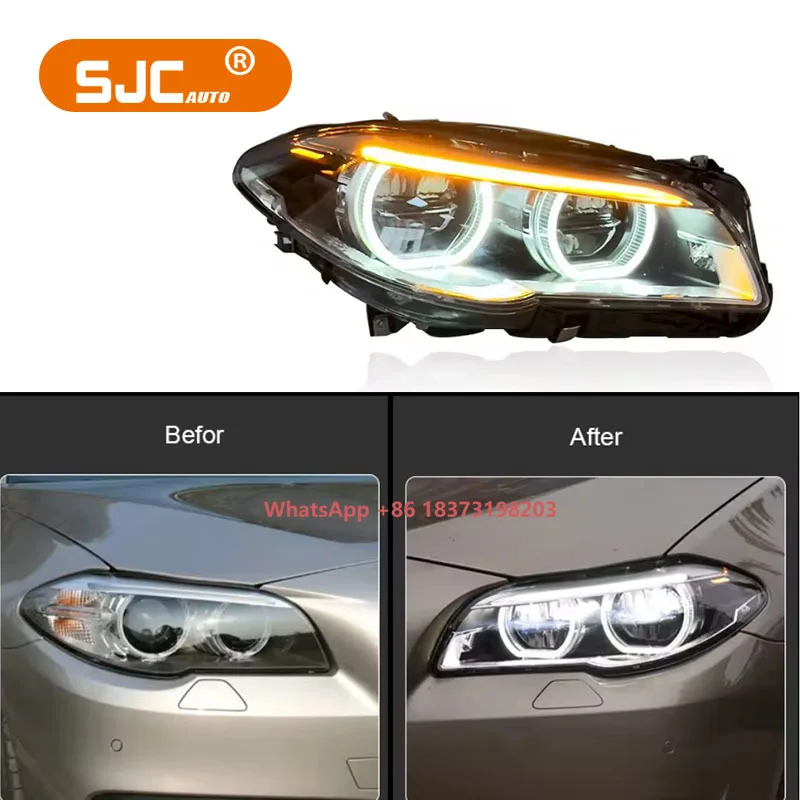 

SJC Auto for 5 Series F10 F18 520i 525i Full LED Headlight 2011-2017 Upgrade to Angel Eyes Daytime Running Lamp Accessories