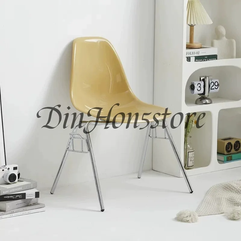 Backrest Plastic Dining Chair Postage Modern Style Iron Leg PC Comedor De 4 Sillas Dressing Stool Dining Room Stool Chair