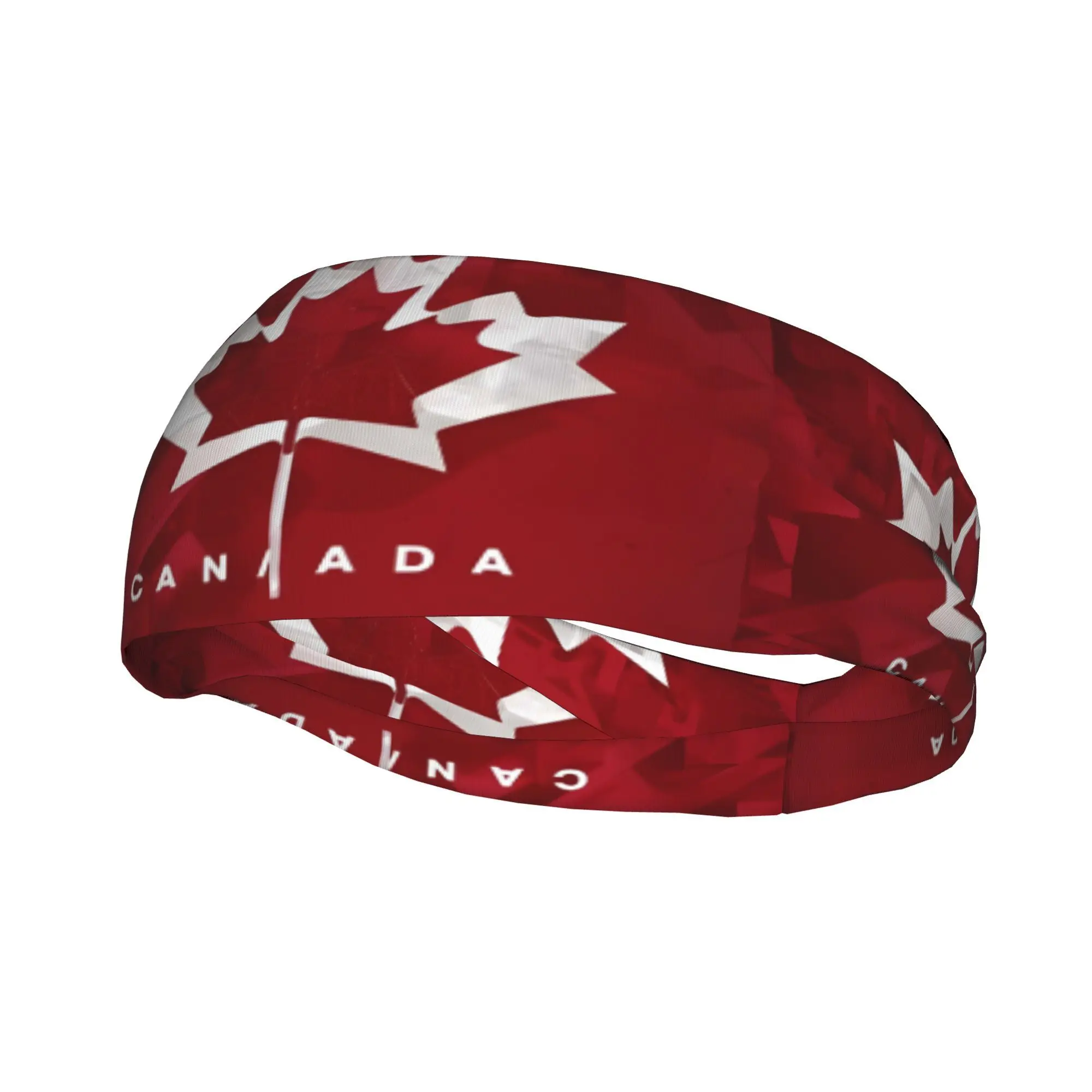 Canada Maple Leaf Print Headband Sweat Absorbent Elastic Non-slip Sports Hairband for Patriotic Canadians Outdoor Daily Unisex