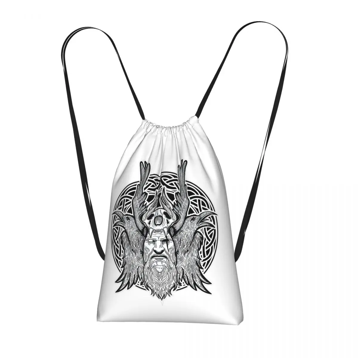 Odin Vikings Viking Legend Norse Mythology Rune Drawstring Backpack hiking cycling Bag Lightweight Storage Drawstring Bag