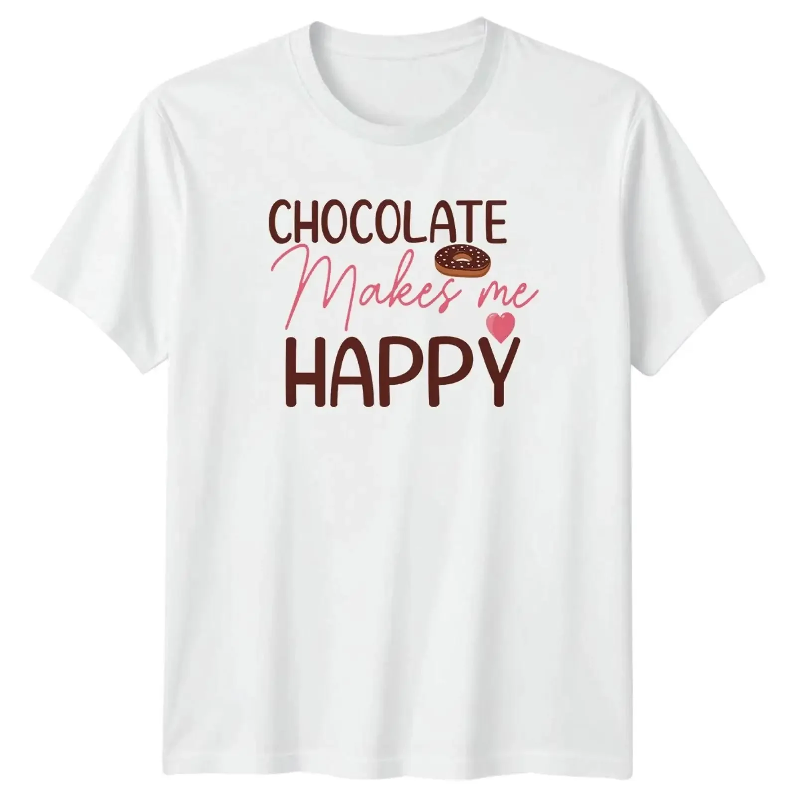 Schokolade macht mich glücklich Damen T Shirt Donut Essen Geburtstag Geschenk für Sie vintage Washed Slightly graphic Casual