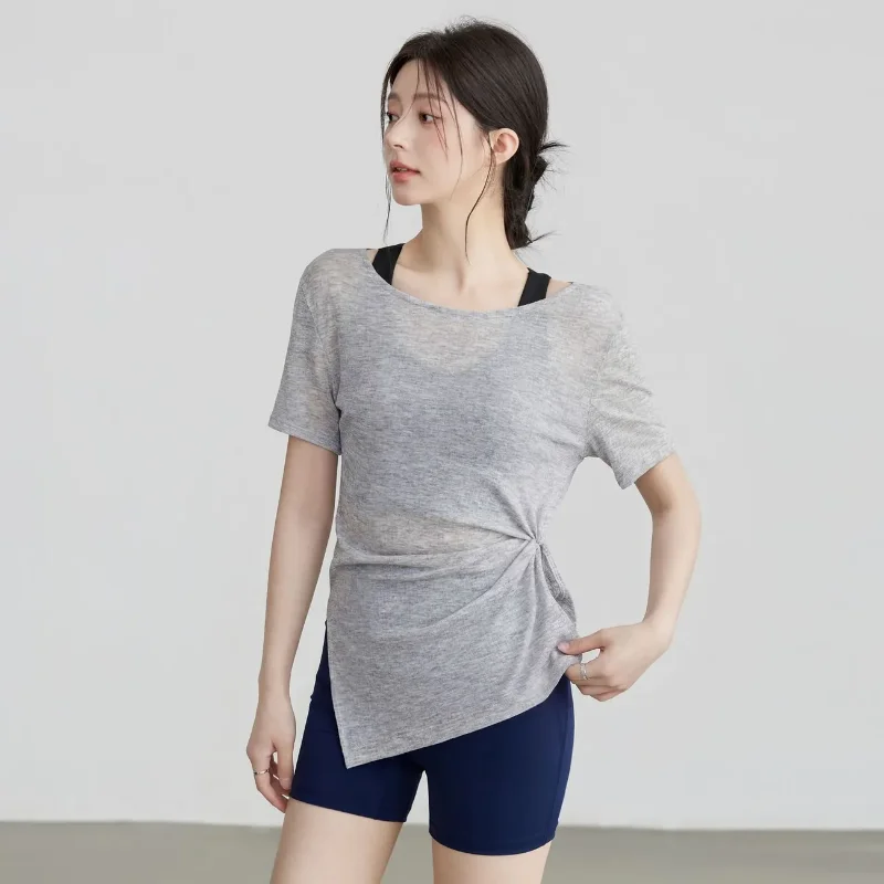 Yoga Clothing Summer Fitness Short-sleeved T-shirt Quick-drying Running Training Breathable Blouse Top Tight