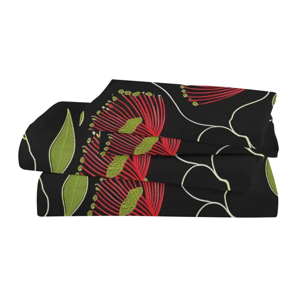 Red plant flowers  Down comforter set large size  Green plant leaves  Room decoration bedding set