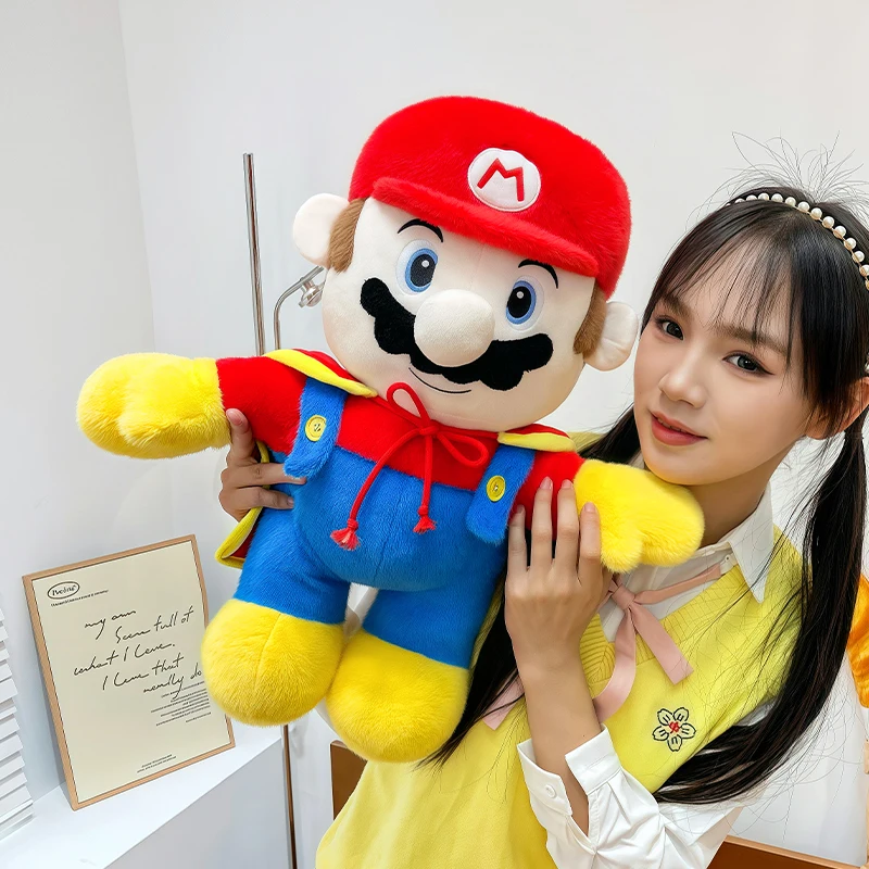 

Новые большие плюшевые игрушки Super Mario Bros, мягкие плюшевые куклы с накидкой, классический плюшевый Марио, подарок на день рождения для детей, украшение для дома