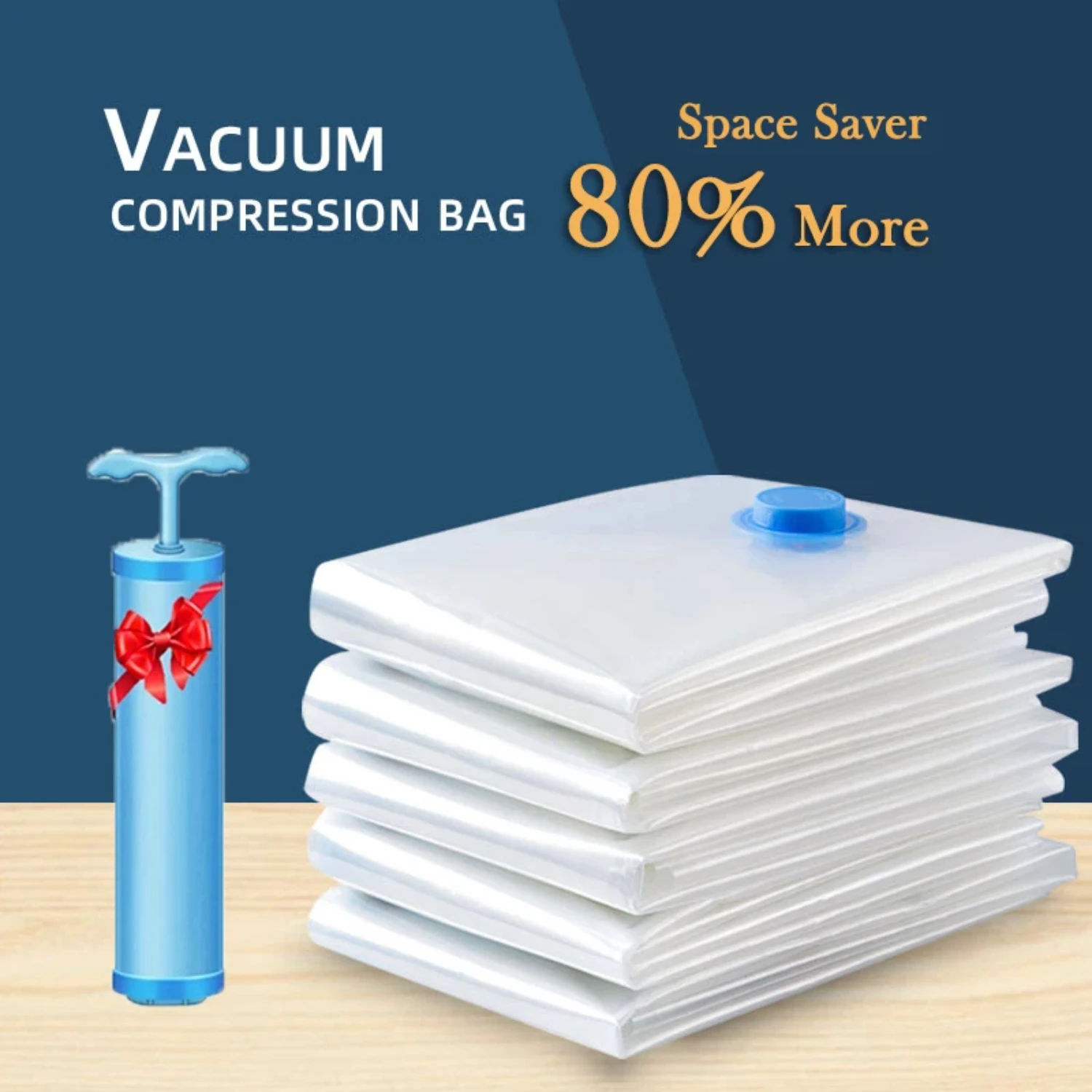 Space Saver Vacuum Bags with 80% More Compression - Organize Your Blankets, Clothes, and Travel Items with Vacuum Sealer Bags