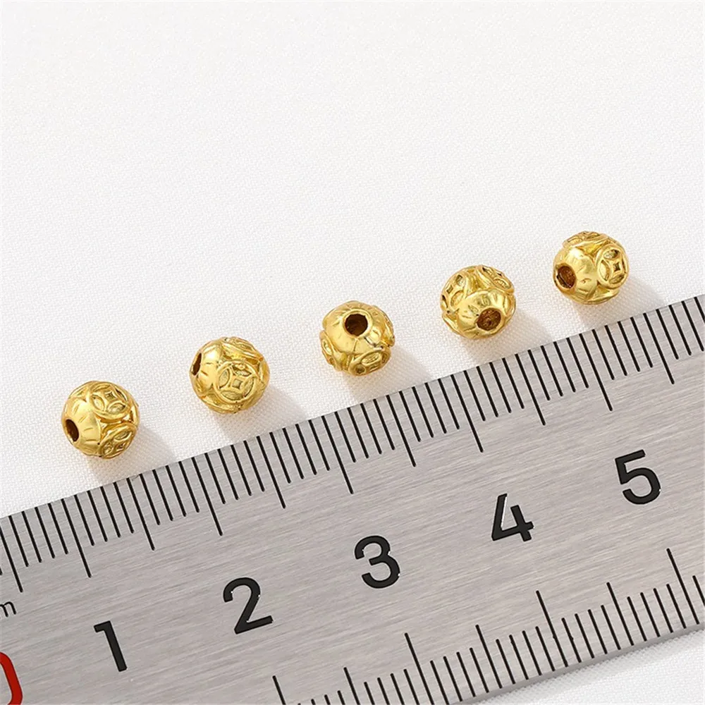 Sand Gold Engraved Gold Bead Bracelet Separated Beads Handmade DIY Production Bead Making Necklace Jewelry Material Accessories