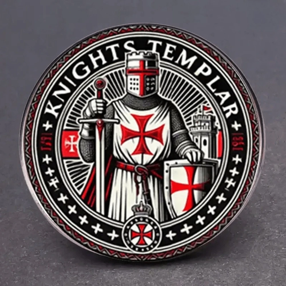 Knights Templar Red Cross Retro Curved Velcro Brooch Knight Badge Theme Decorative Pin Suits Coats Pins Decorative Accessories - view 3
