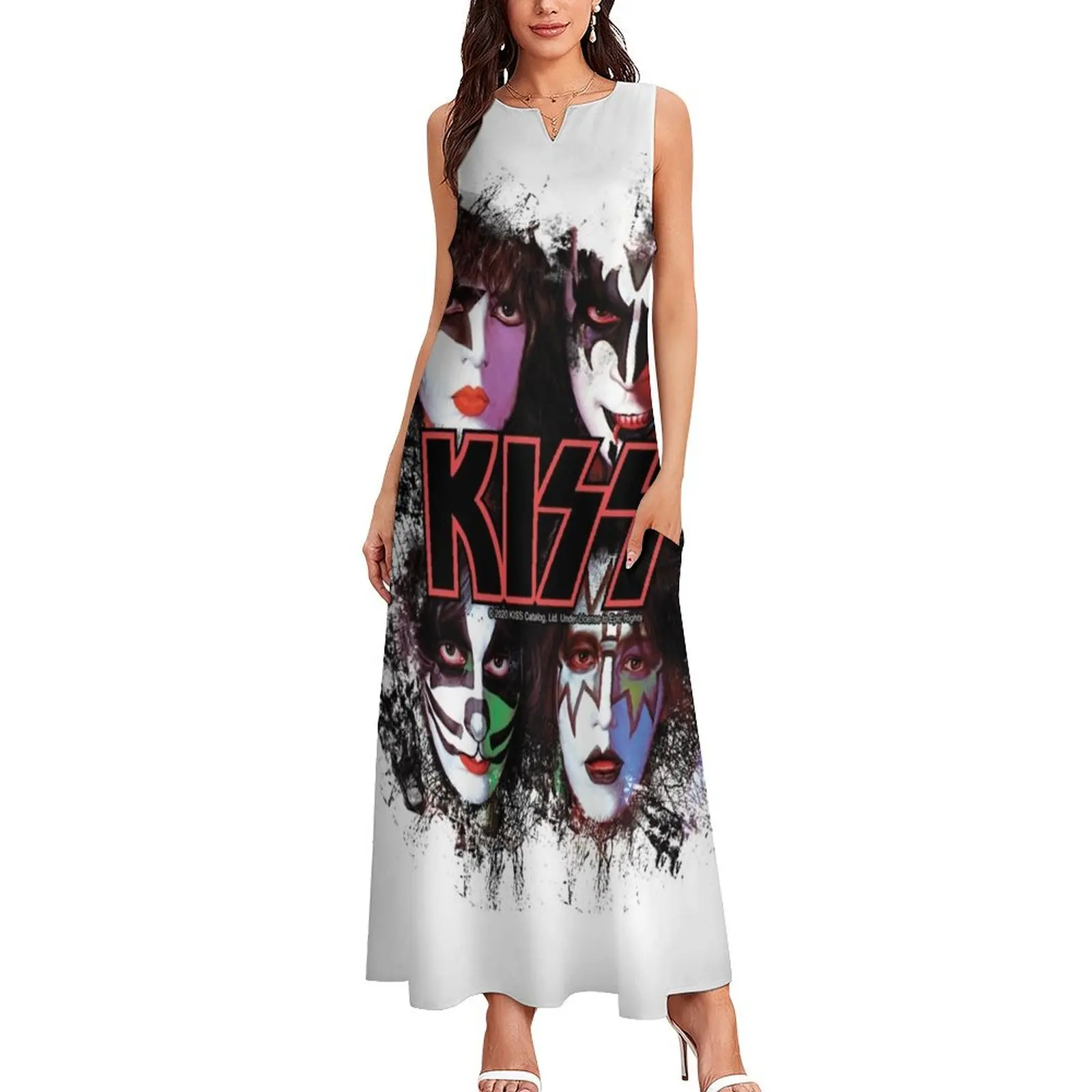 KISS ? the Band - All Members Faces brush effect Long Dress summer dress woman 2025 trendy Dress