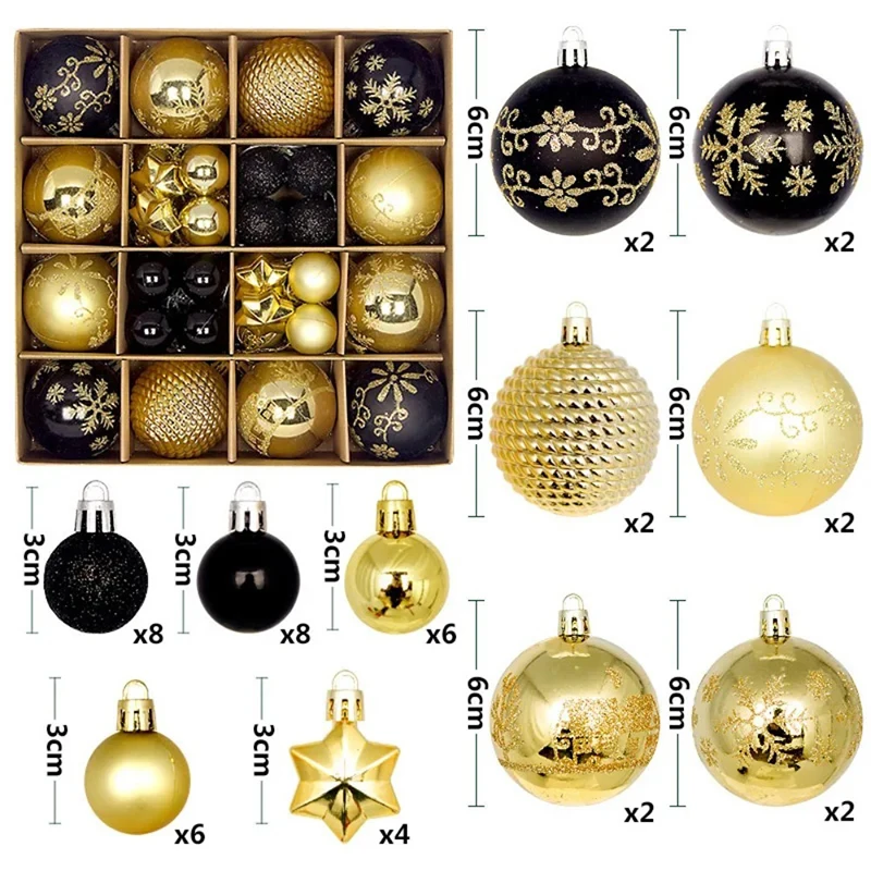 44Pcs/Box Christmas Balls Decoration Pendant Xmas Tree Hanging Balls Ornament Party Home Room Decor Navidad New Year 2025 Gifts view 6